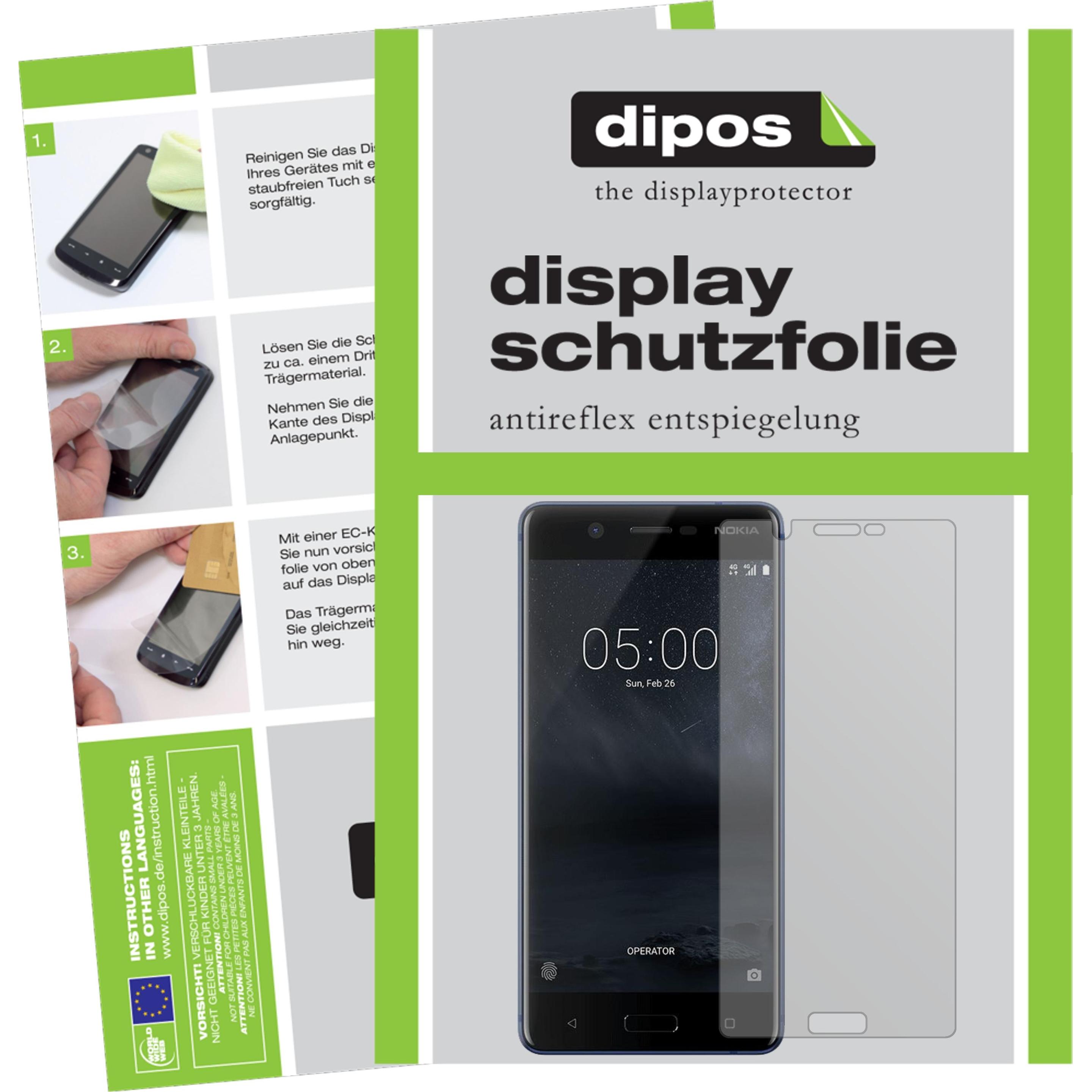 Dipos Displayschutzfolie Antireflex (2 Stück, Nokia 5), Smartphone Schutzfolie, Transparent