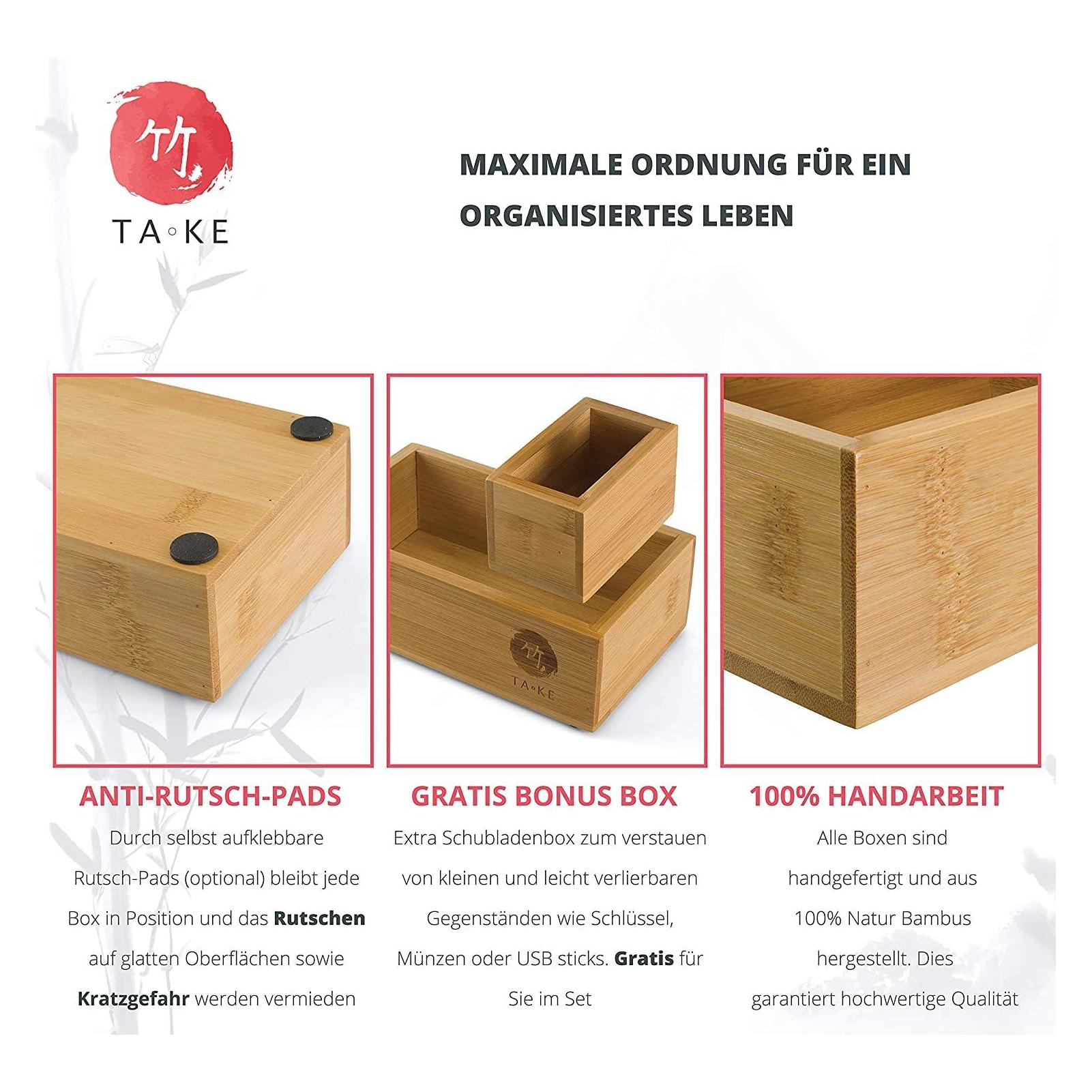 Organizer Per Cassetti In Bambù - Set Da 6 Divisori Multiuso