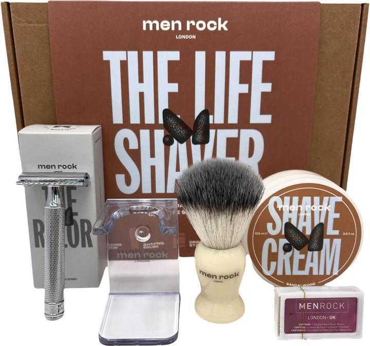 Produktbild Men Rock Dárková sada holicí péče Sandalwood (Ultimate Classic Shaving Gift Set) (Aftershave Gel)