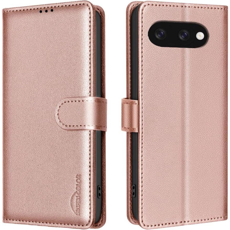 Binfen Color Google Pixel 9a - BINFEN Leder Etui Hülle mit RFID Blocker (Google Pixel 9a), Smartphone Hülle, Rosa