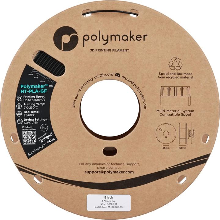 Immagine prodotto Polymaker HT-PLA-GF (PA-GF, 1.75 mm, 1000 g, Nero)