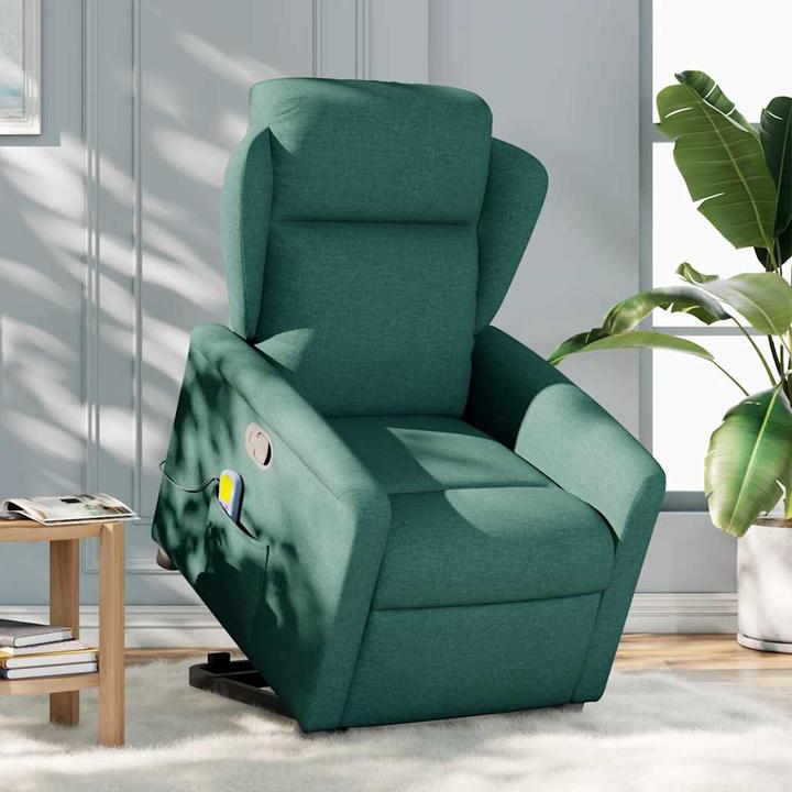 Immagine prodotto VidaXL Poltrona massaggiante con ausilio stand-up in tessuto verde scuro