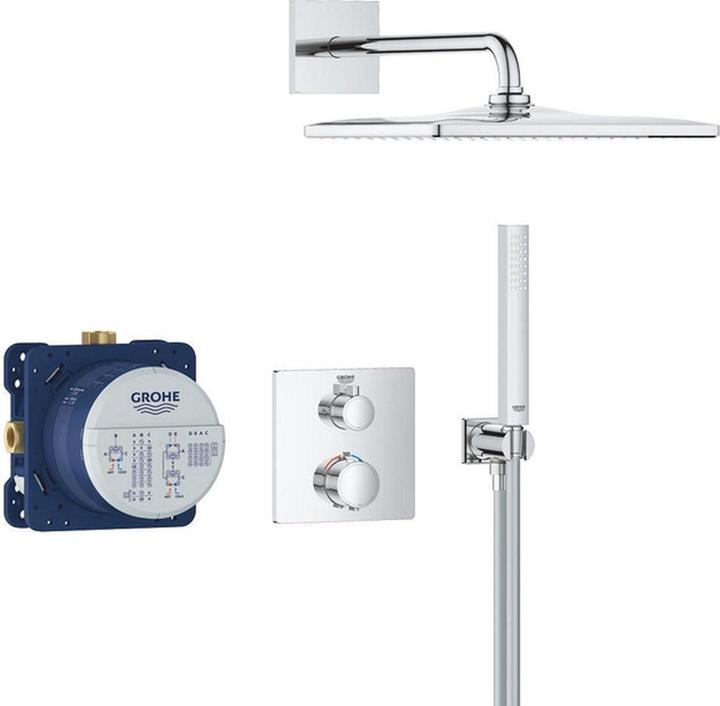 Grohe Precision Thermostat Unterputz Duschsystem mit Vitalio Rain Mono 310 Cube (1 Strahlart) und Vitalio