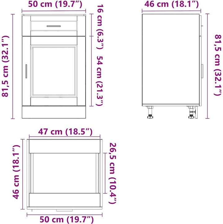Produktbild vidaXL Küchenunterschrank (50 x 46 x 81.50 cm)