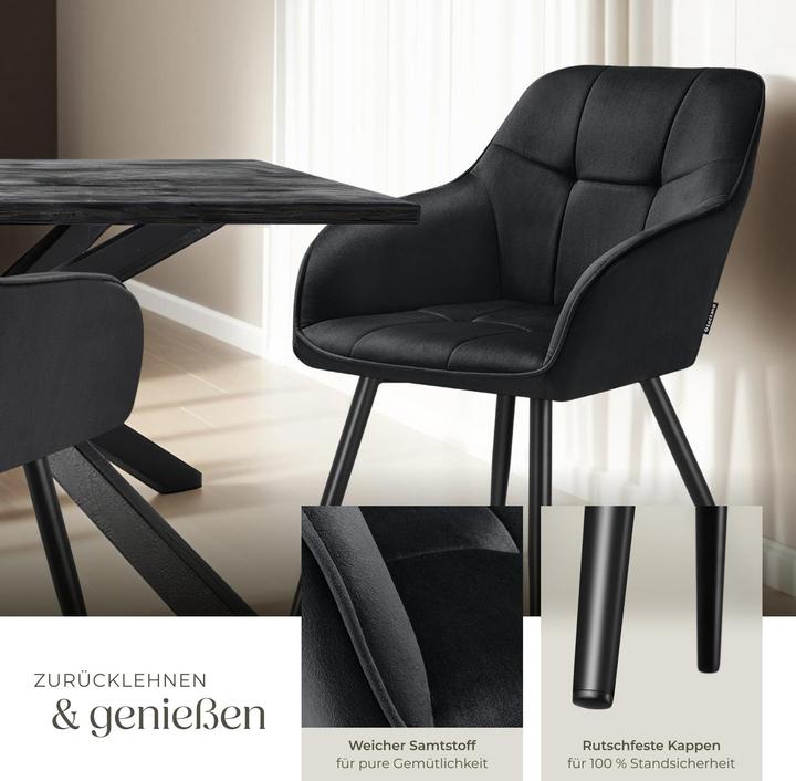 Actual product image tectake chair Marilyn, velvet look, quilted