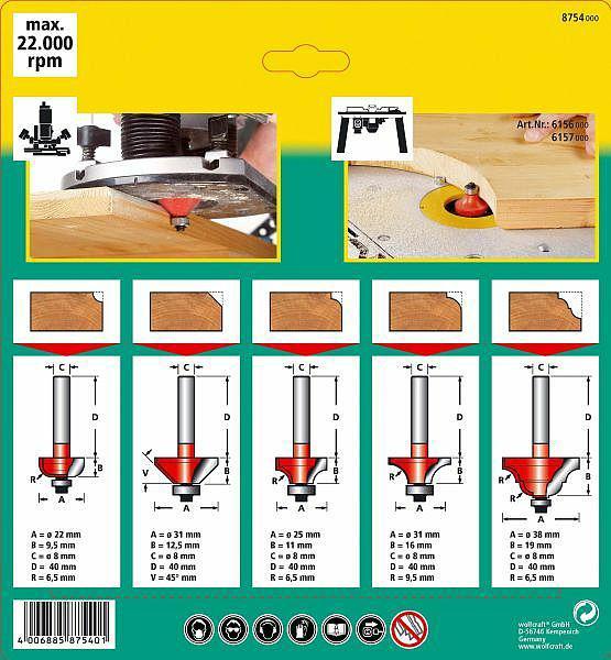 Actual product image wolfcraft 1 profile cutter set HM 5 pcs.