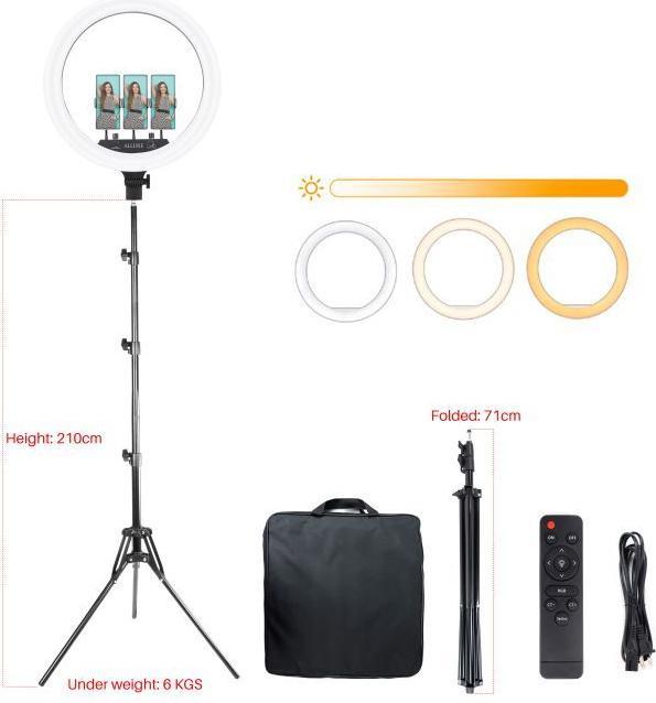 Produktbild Old Shark 18" LED Ringleuchte & 210 cm Stativ (Ringlicht)