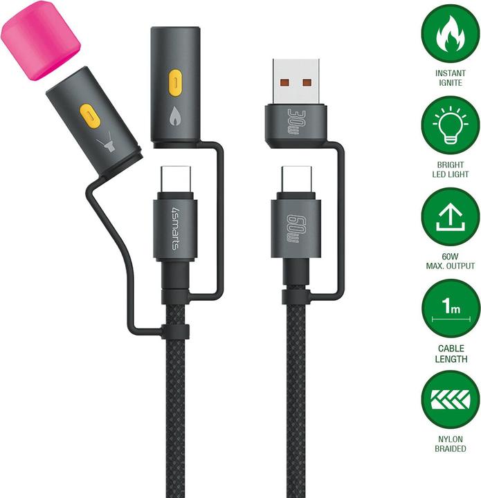 Image du produit 4smarts Kit de câbles USB-C 4en1 Explorer (1 m, USB 2.0, 60 W)