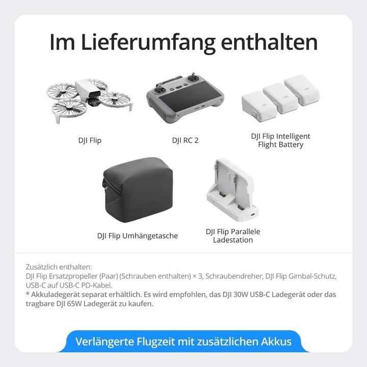 Produktbild DJI Flip Fly More Combo (RC 2) (31 min, 249 g, 48 Mpx)