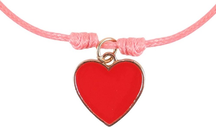 Actual product image Something Different Besties Enamel Heart Charm Bracelet (Pack of 2) (100% synthetic material)