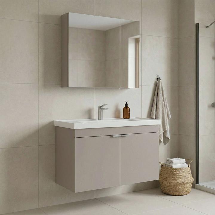 Produktbild Homitis Desna 80 Bathroom Cabinet With Sink & Mirror Set (2 Pieces)