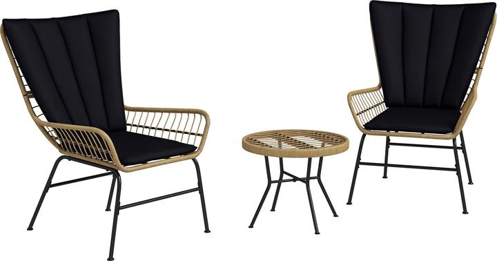 Outsunny Rattan-Sitzgruppe PE-Rattan, Polyester Schwarz