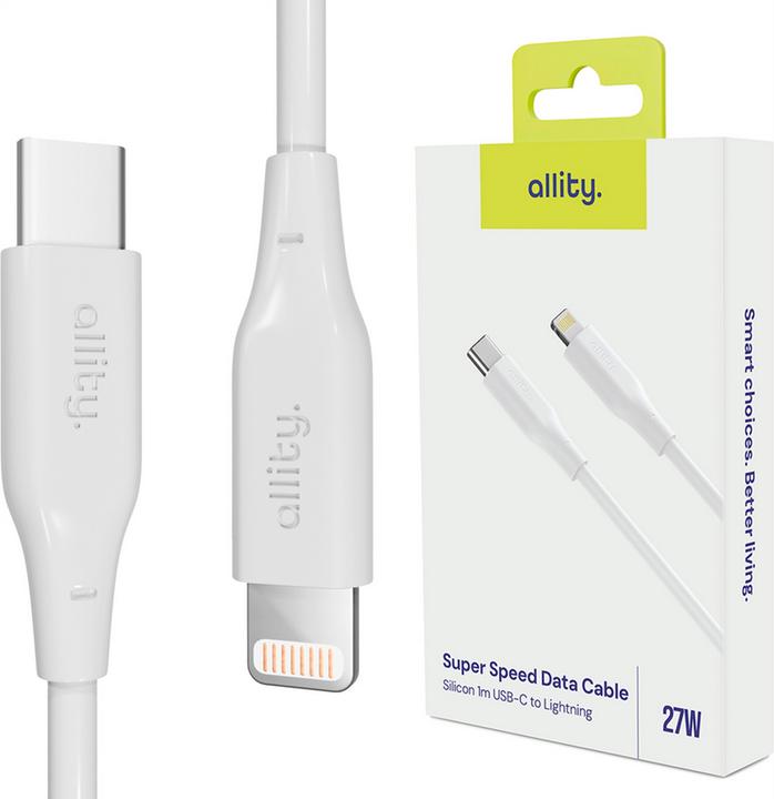 Image du produit Allity cable AUC-02 USB-C - Lightning 1.0 m 27W white (USB 2.0, 27 W)