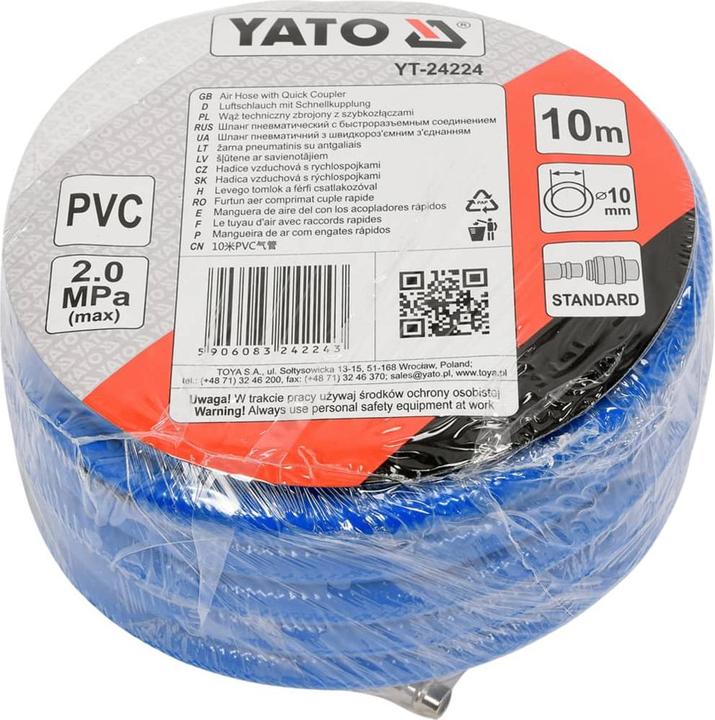 Actual product image Yato AIR PANT PVC W. COUPLING 10MM x 10M