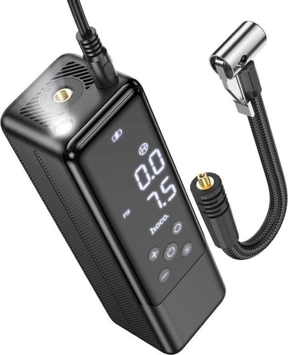 Actual product image Hoco - Car Air Pump May (ZP5) - for Car, Motorcycle, Bike and Basketball, 3.5bar - Black (3.50 bar)