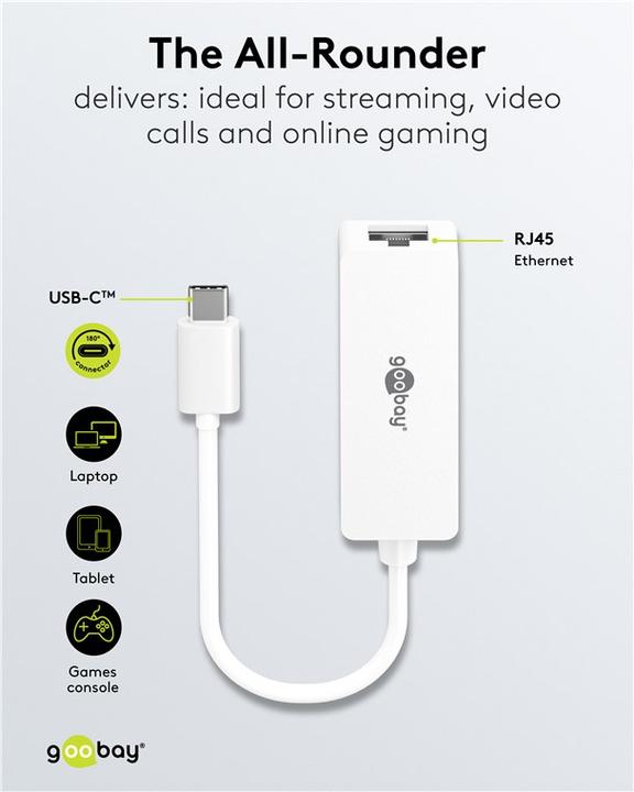 Produktbild Goobay USB C Adapter (USB-C, RJ45 Gigabit Ethernet (1x))