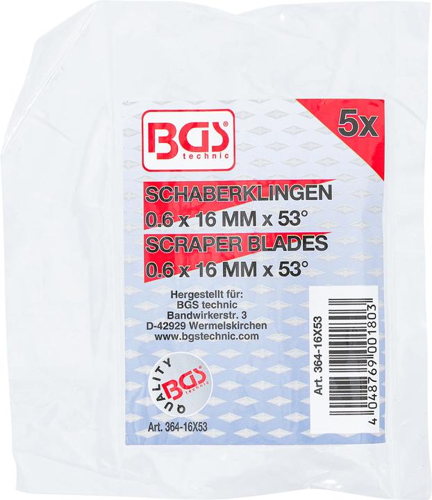 Actual product image BGS Spare Scraper Blades Set for 364 | 0.6 x 16 mm x 53° | 5 pcs.