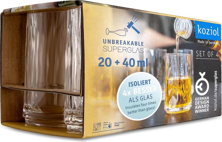 Produktbild Koziol Schnapsglas Superglas Club No. 7, 40 ml, 4 Stück (0.40 dl, 4 x, Schnapsgläser + Shotgläser)