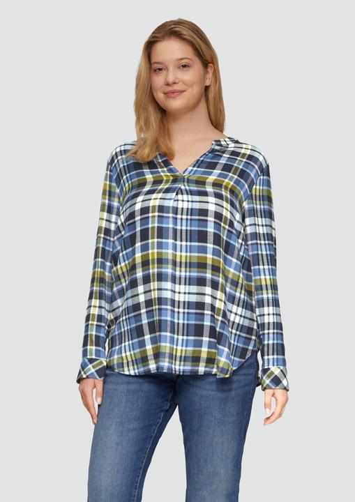 Actual product image S.Oliver Bluse Karierte Bluse aus Viskosemix und Krempel-Detail (50)