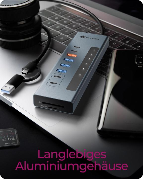 Actual product image Icy Box IB-HUB1742CR-C2PD (USB-A, USB-C, 11 ports)