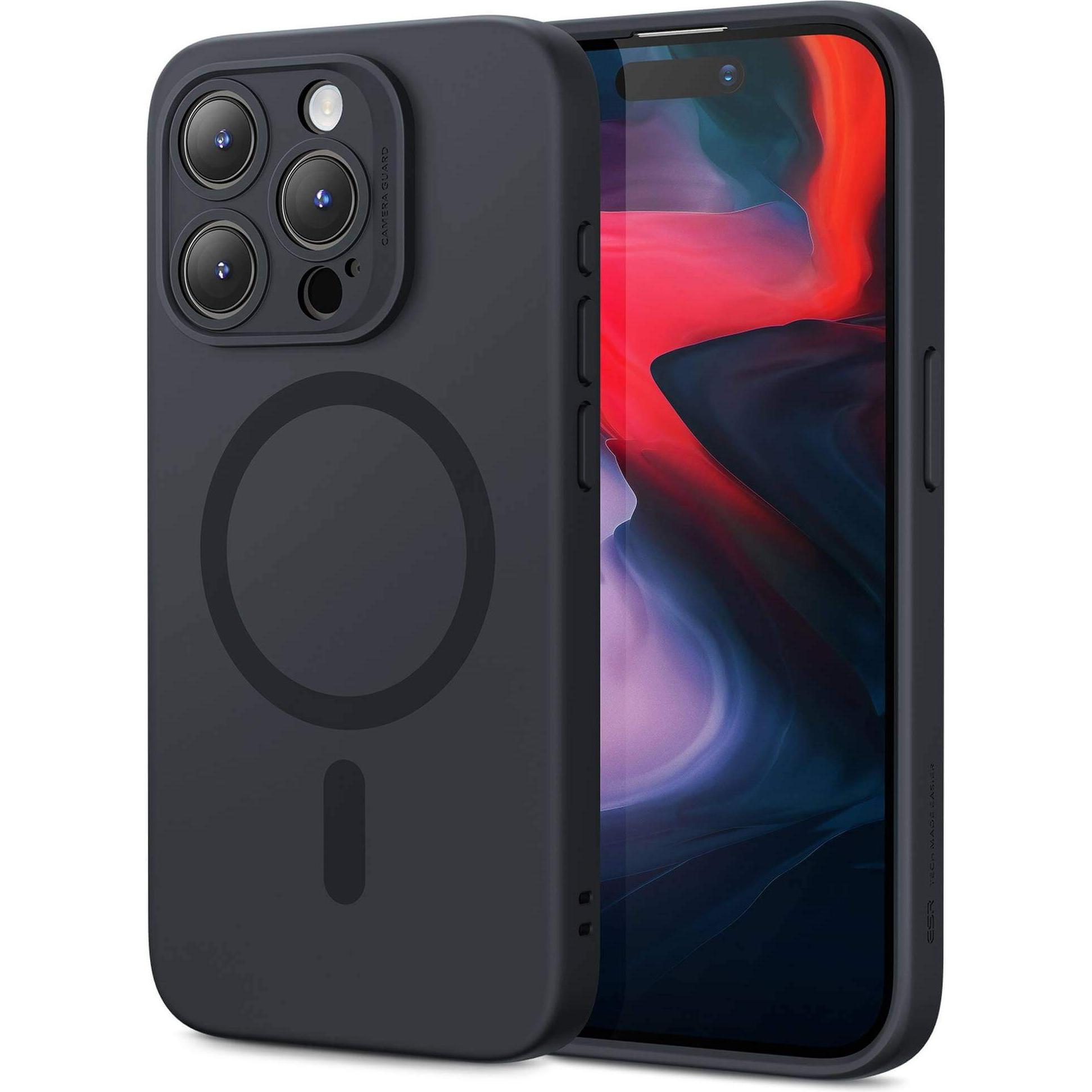 ESR Cloud Soft HaloLock Case (Apple iPhone 15 Pro Max), Smartphone Hülle, Schwarz
