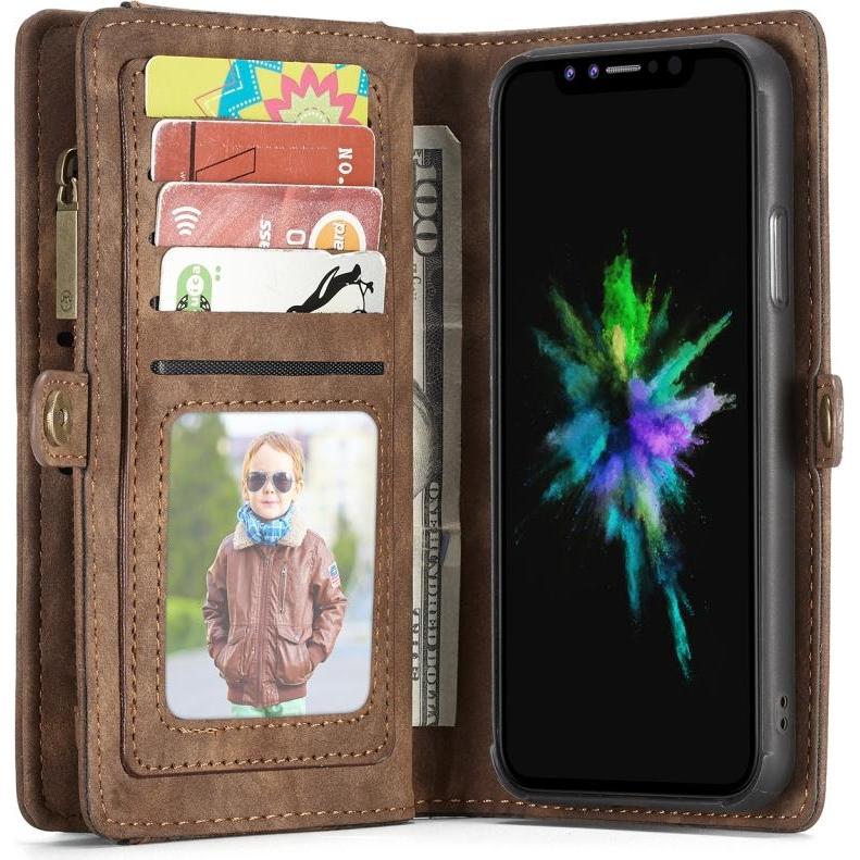 Thumbnail - Caseme Apple iPhone XS Echtleder Portemonnaie Karten Hülle (Apple iPhone XS), Smartphone Hülle, Braun