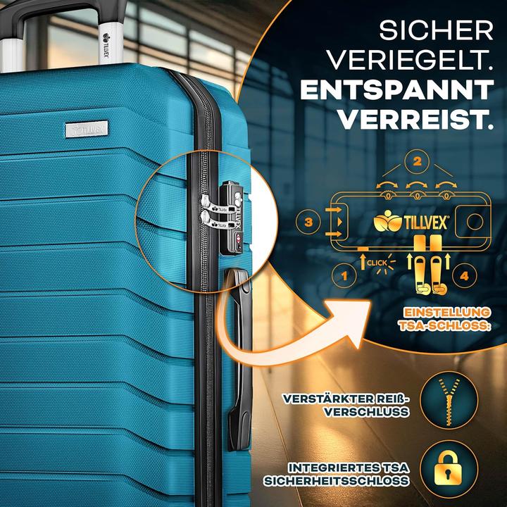 Actual product image Tillvex Reisekoffer-Set mit TSA-Schloss & Zubehör (3-tlg.)