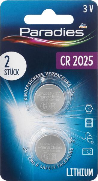 Produktbild Paradies Knopfzelle CR 2025 (2 Stk., CR2025)