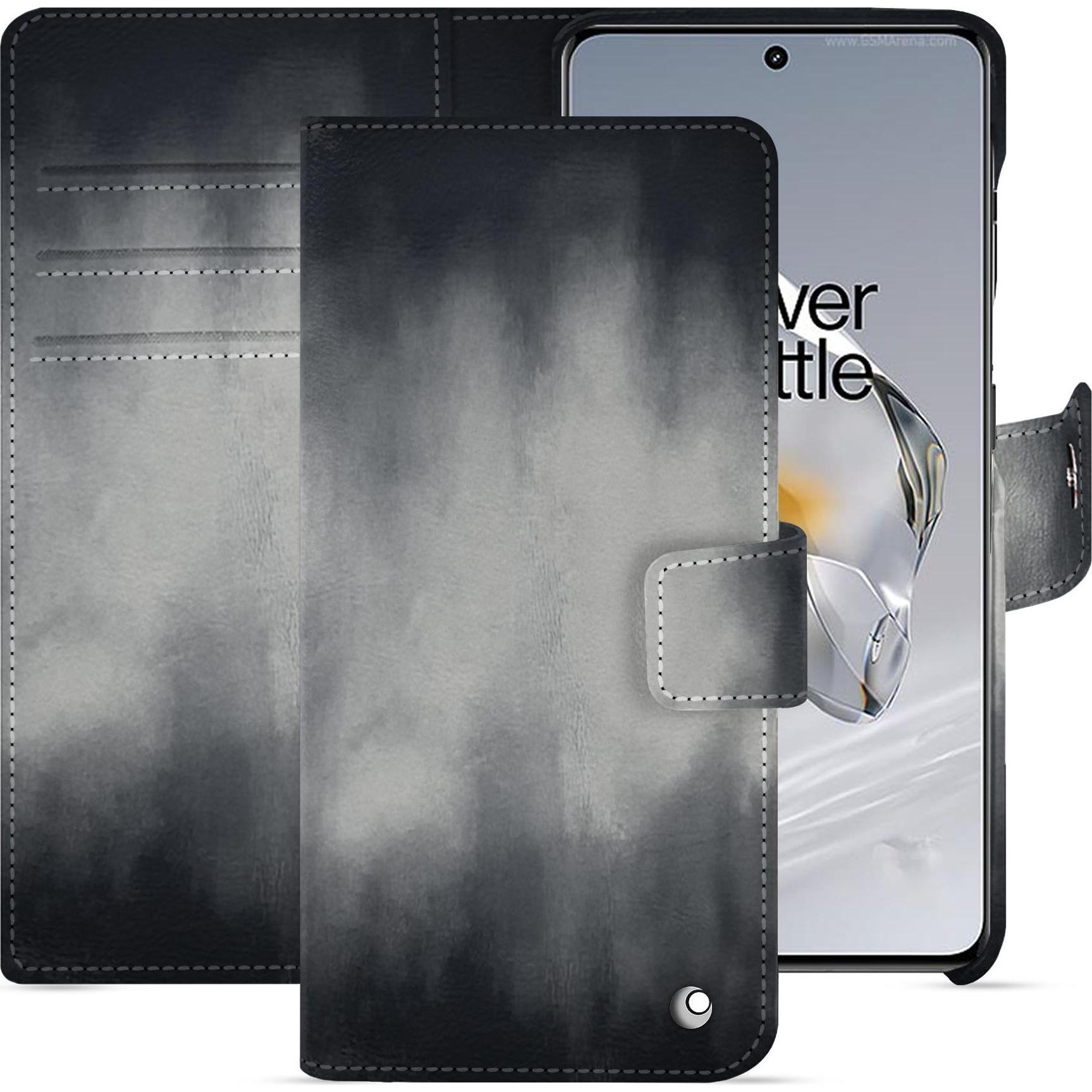Noreve Lederschutzhülle Oneplus 12 (OnePlus 12), Smartphone Hülle, Grau