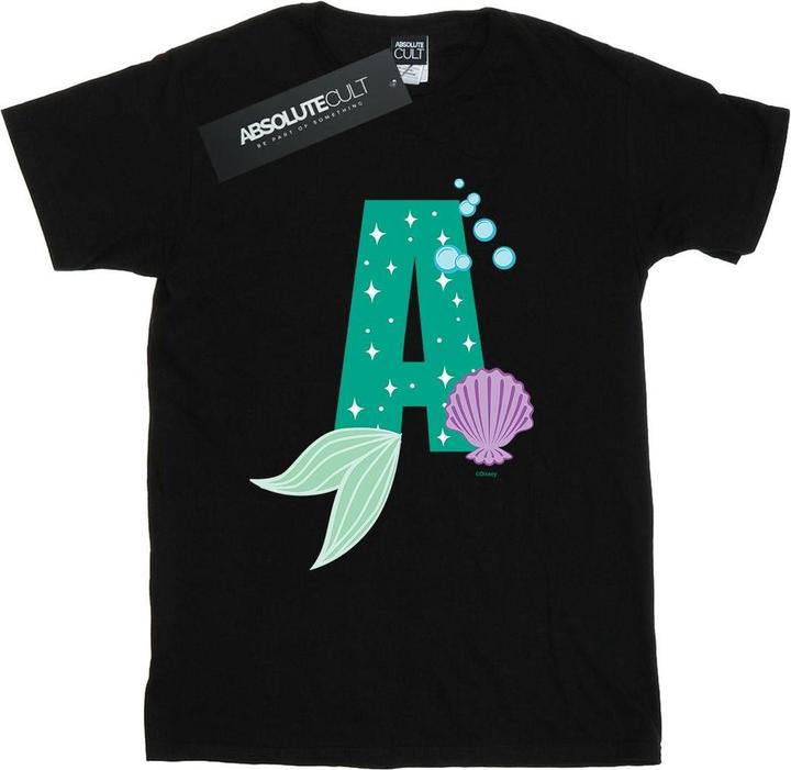 Actual product image Disney Womens/Ladies Alphabet A Is For Ariel Cotton Boyfriend T-Shirt (M)