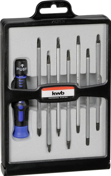 Actual product image kwb Professional precision screwdriver set 8 pcs. (Phillipps cross recess (PH), Torx (TX), Slotted screws)