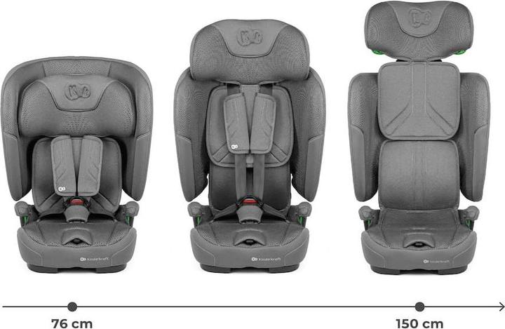 Actual product image KinderKraft Car Seat FIX2GO i-Size 76-150cm GREY (Child seat, ECE R129/i-Size Standard)