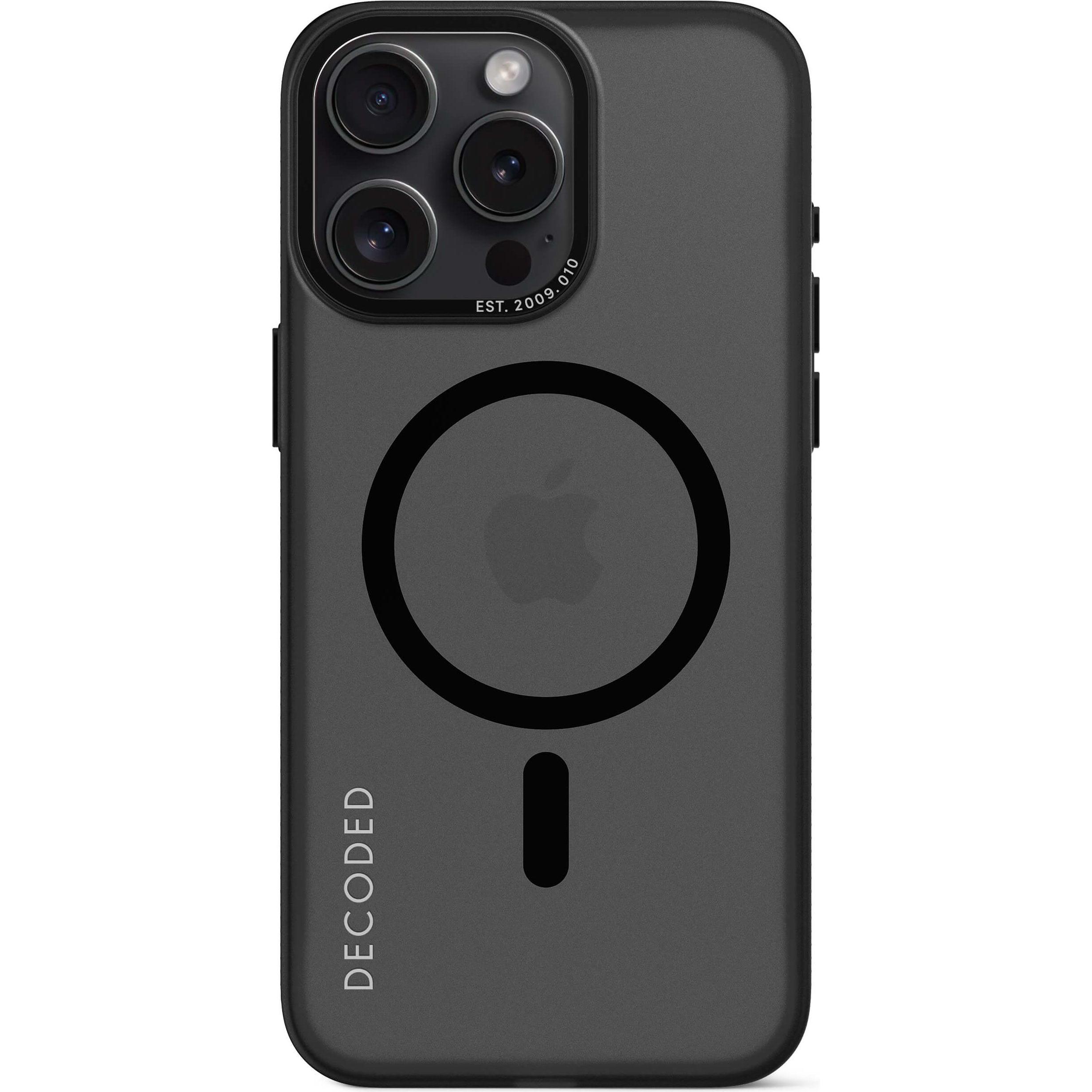 Decoded Recycled Plastic Backcover iPhone 15 Pro Max Black (Apple iPhone 15 Pro Max), Smartphone Hülle, Schwarz