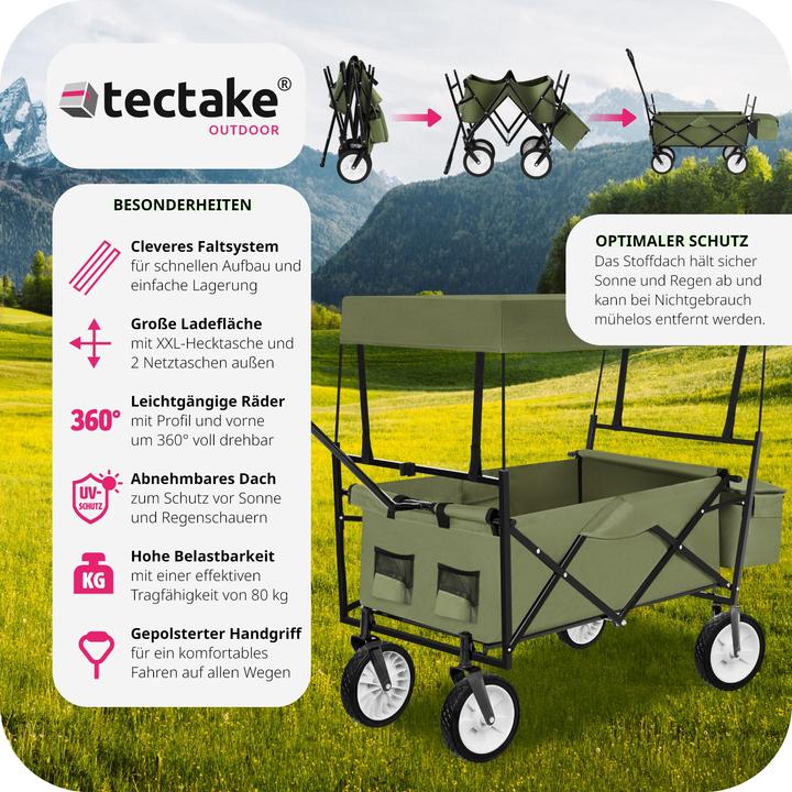 Produktbild tectake Faltbarer Bollerwagen mit Dach und Tragetasche