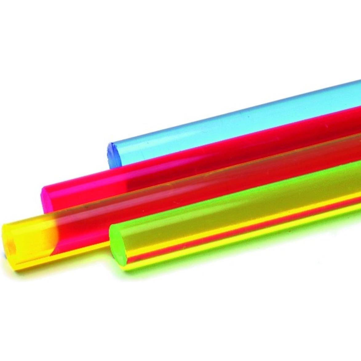 Werkstarck, Glas + Plexiglas, Acrylstäbe farbig fluoreszierend (100 cm, 1 cm)