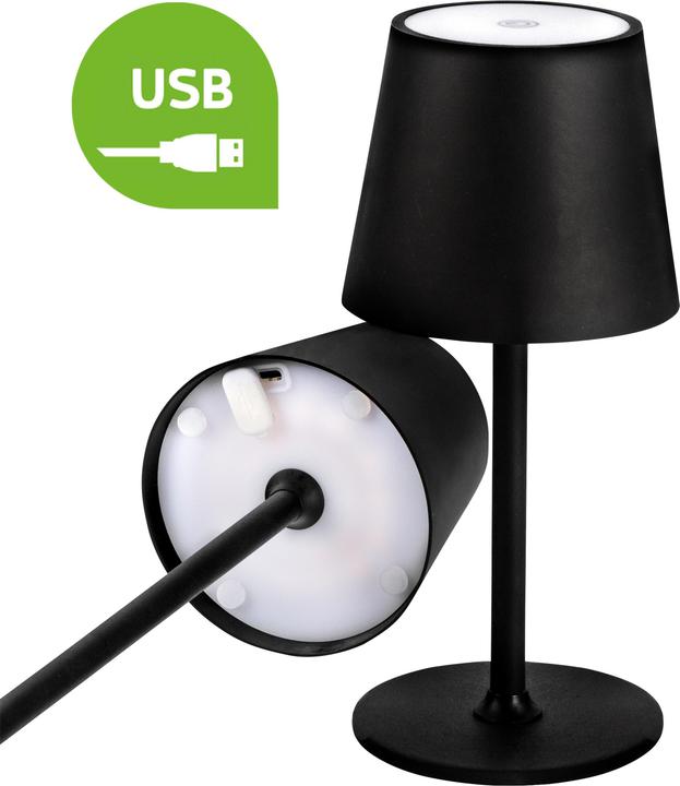 Actual product image Idena LED table lamp rechargeable battery black 38cm dimmable indoor and outdoor