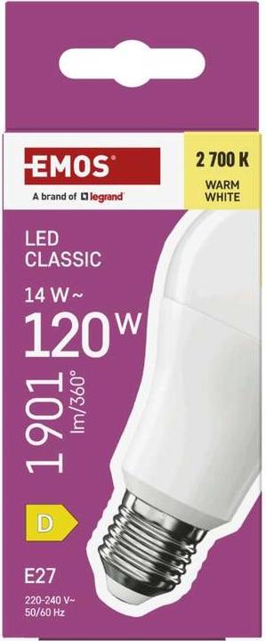 Immagine prodotto Emos LED Lampe Classic A60 / E27 / 14 W (120 W) / 1901 lm / Warmweiss (E27, 1901 lm, 1x)