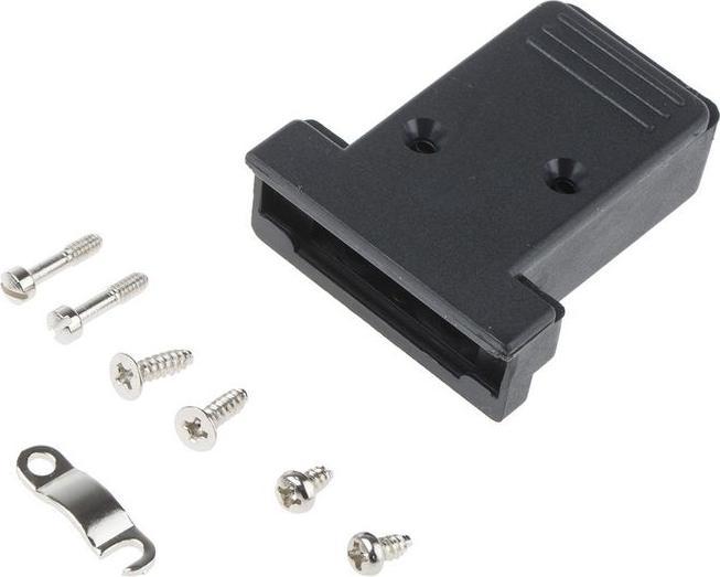 Actual product image RS PRO D-Sub housing, straight, 15-pin, black, size A, made of PET