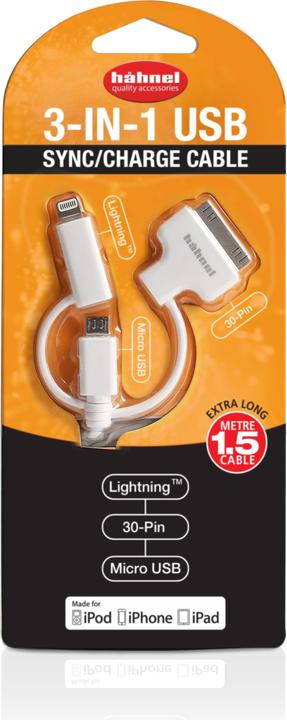 Actual product image Hähnel 3in1 USB Data Charging Cable (1 m, USB 2.0)
