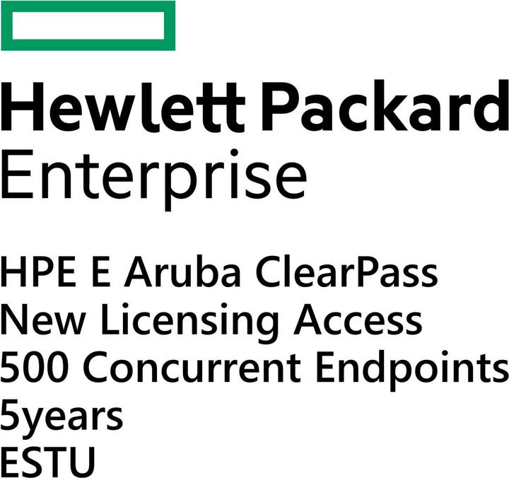 Actual product image HPE E Aruba ClearPass, New Licensing, Access, 500 Concurrent Endpoints 5yr, E-STU (1 Devices)