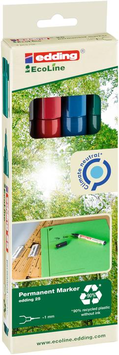 Produktbild Edding 25 E-4 (Blau, Grün, Rot, Schwarz, 1 mm, 4 x)