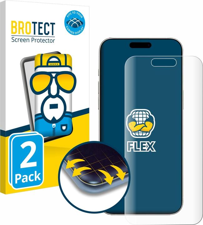 Produktbild BROTECT Fullscreen Schutzfolie Displayschutz Folie Klar Transparent (2 Stück, Apple iPhone 16)