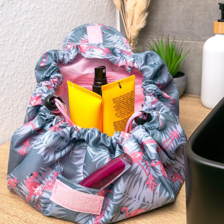 Produktbild Intirilife Kosmetiktasche in GRAU ROSA FLAMINGO
