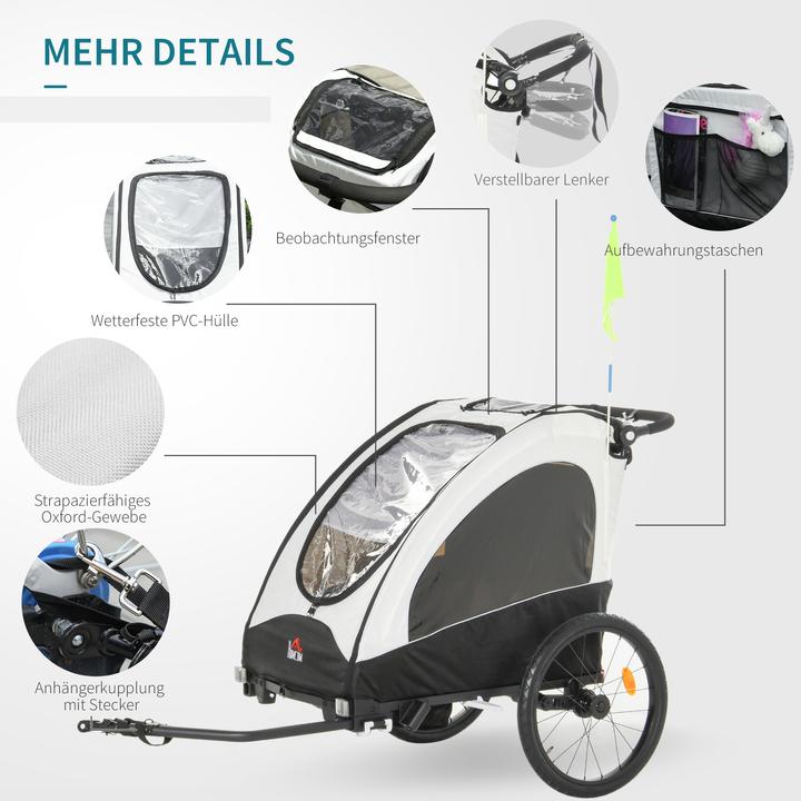 Produktbild Homcom 2 in 1 Fahrradanhänger für 2 Kinder