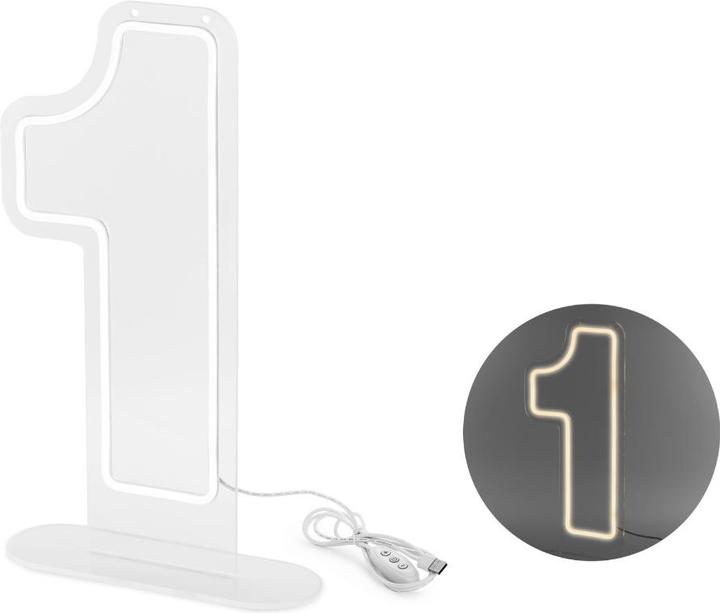 Partydeco Neon LED Schriftzug - 1 - Weiss 61 x 27,4 cm