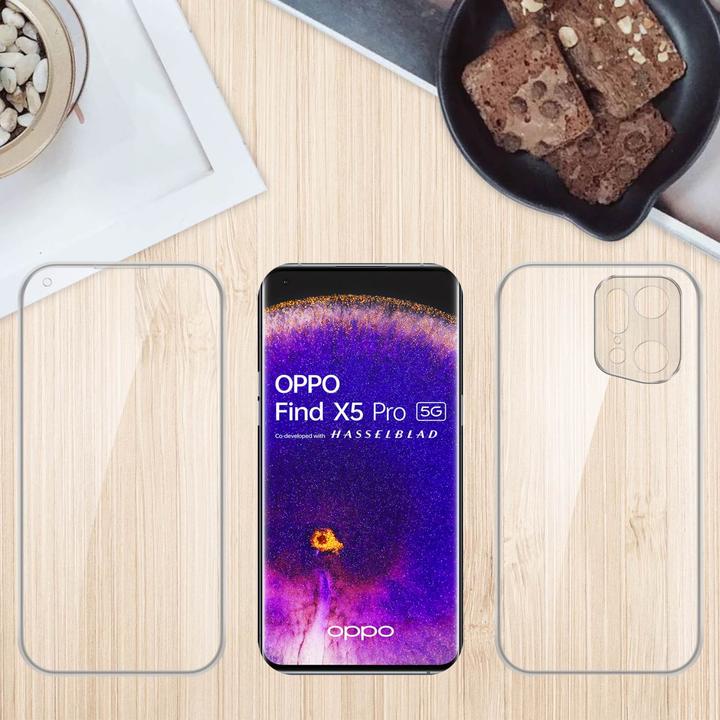 Cadorabo Custodia compatibile con Oppo FIND X5 LITE / Reno7 5G in TRANSPARENTE - 360° Full Body Copertura protettiva anteriore e posteriore, protezione a tutto tondo, protezione del display