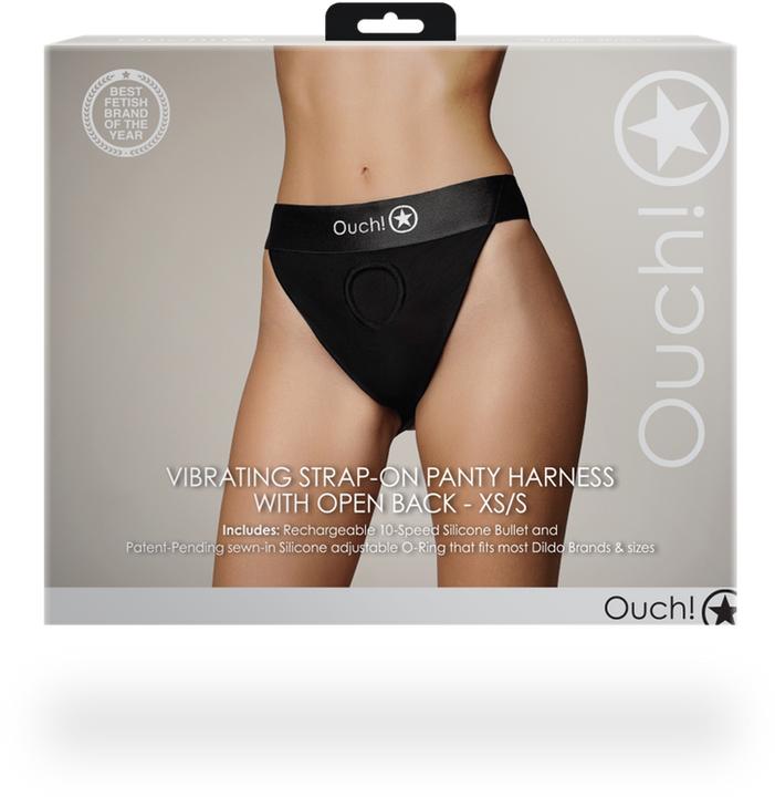 Produktbild Ouch! Vibrating Strap-on Panty Harness with Open Back - XS/S