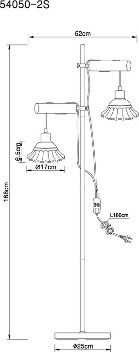 Actual product image Globo Floor lamp metal whitewashed, 54050-2S (E27)