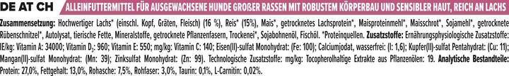 Valeurs nutritives et ingrédients Pro Plan Robust Adult Sensitive Skin (Senior, 1 pcs, 14000 g)
