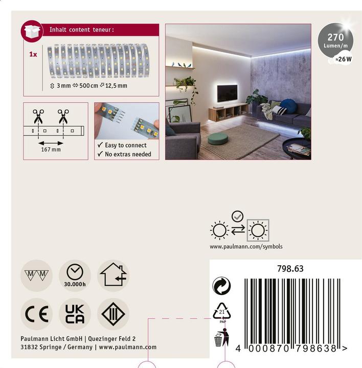 Actual product image Paulmann MaxLED 250 Stripe (Warm white, 500 cm, Indoor)